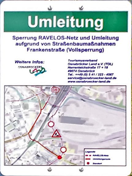 Osnabrück: Frankenstrasse Umleitungsbeschilderung (foto © 2017-07 ul) umleitung